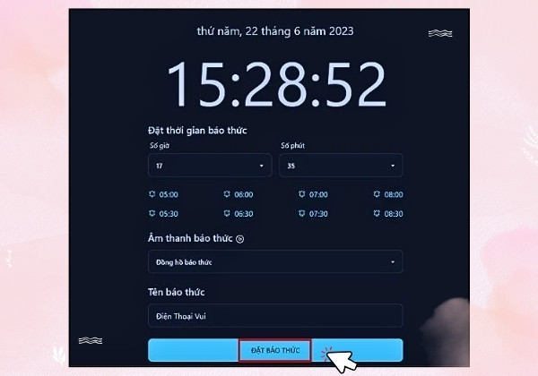 Đặt báo thức trên máy tính