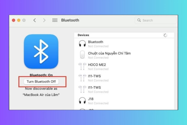 Kiểm tra kết nối Wifi và Bluetooth trên thiết bị bước 2