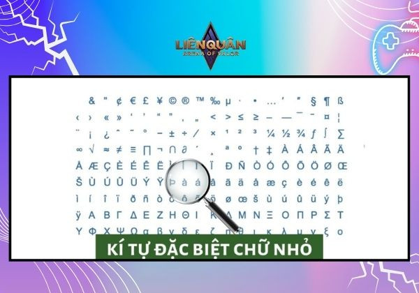 Kí tự đặc biệt Liên Quân chữ nhỏ