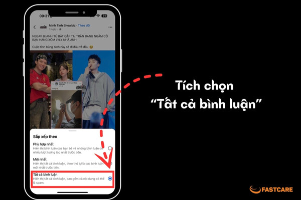 Mở bình luận Facebook trên điện thoại B3