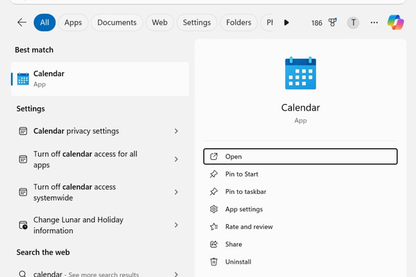 Cách xem lịch âm trên Windows 10