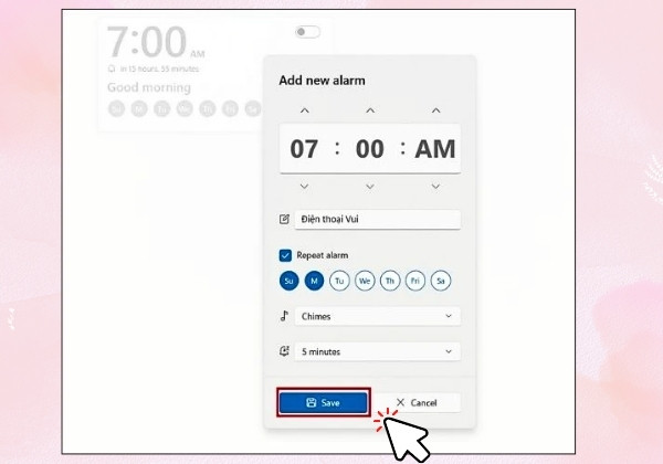 Đặt báo thức trên máy tính