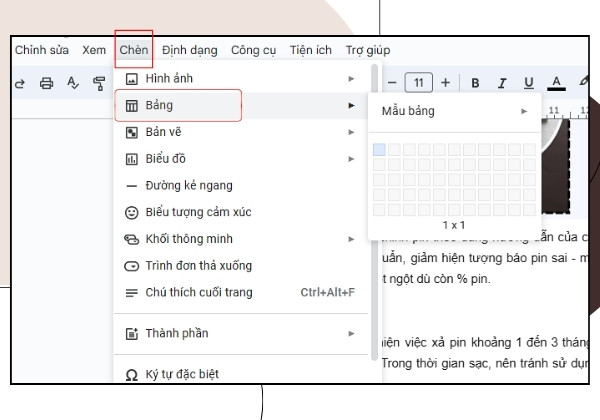 Tạo đường viền bằng công cụ thêm bảng bước 1 Tạo đường viền bằng công cụ thêm bảng bước 1