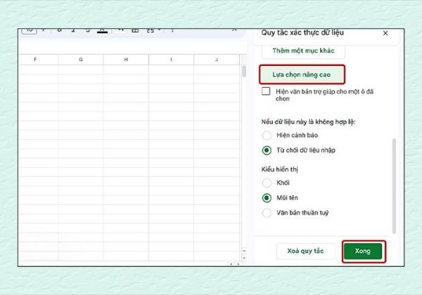 Tạo nhiều lựa chọn bằng cách tự nhập (danh sách thả xuống) bước 5 Tạo nhiều lựa chọn bằng cách tự nhập (danh sách thả xuống) bước 5