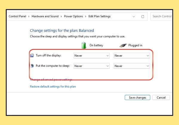 Tắt chế độ tự động ngủ trên laptop bước 4
