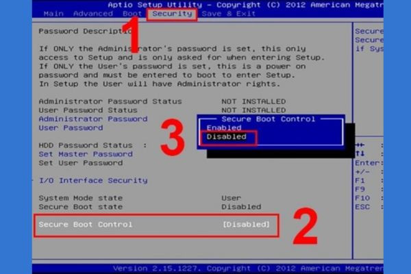 Tắt Secure Boot B1