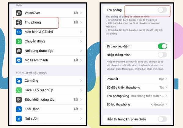 Tắt tính năng thu phóng của màn hình iPhone B2 Tắt tính năng thu phóng của màn hình iPhone B2