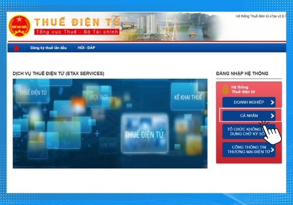Thay đổi thông tin qua Cổng TTĐT của Tổng cục Thuế bước 1