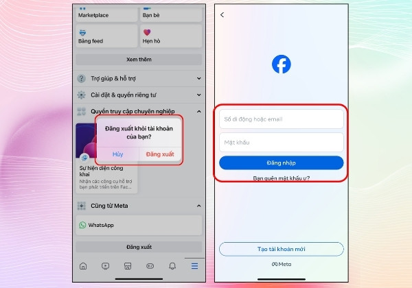 Thoát ra và đăng nhập lại vào tài khoản Facebook của bạn