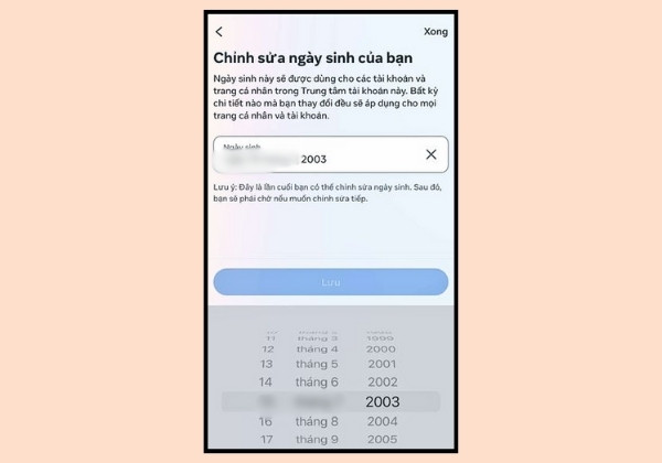 Tiến hành chỉnh sửa độ tuổi trong hồ sơ cá nhân B4