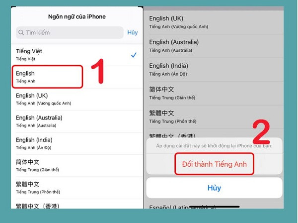 Xác nhận đổi ngôn ngữ mới