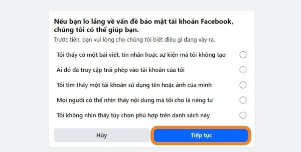 Báo cáo sự cố với Facebook bước 1