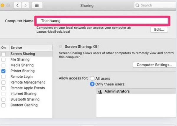 Bước 3: Cách đổi tên người dùng MacBook bằng System Preferences Bước 3: Cách đổi tên người dùng MacBook bằng System Preferences