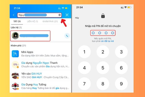 Bước 3 Xem hội thoại bị ẩn qua tên tài khoản Zalo Bước 3 Xem hội thoại bị ẩn qua tên tài khoản Zalo
