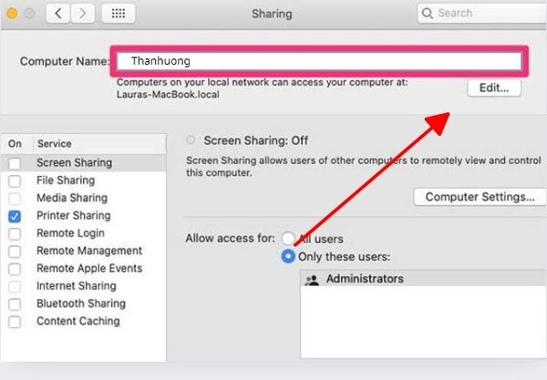 Bước 4: Cách đổi tên người dùng MacBook bằng System Preferences Bước 4: Cách đổi tên người dùng MacBook bằng System Preferences