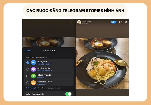 Các bước đăng Telegram Stories hình ảnh