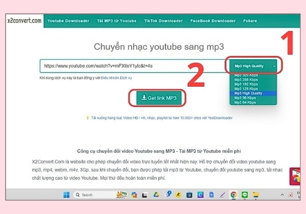 Cách chuyển đổi video YouTube sang MP3 bằng X2convert.com bước 3