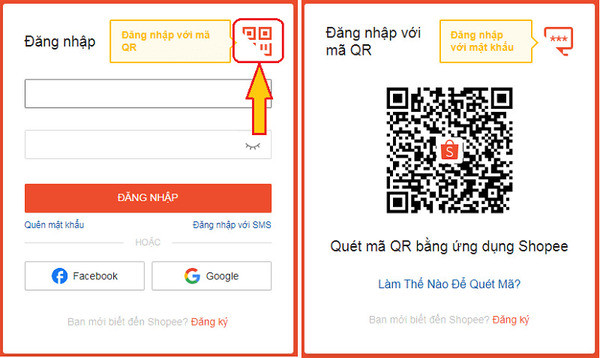 Đăng nhập Shopee Web bằng mã QR Đăng nhập Shopee Web bằng mã QR