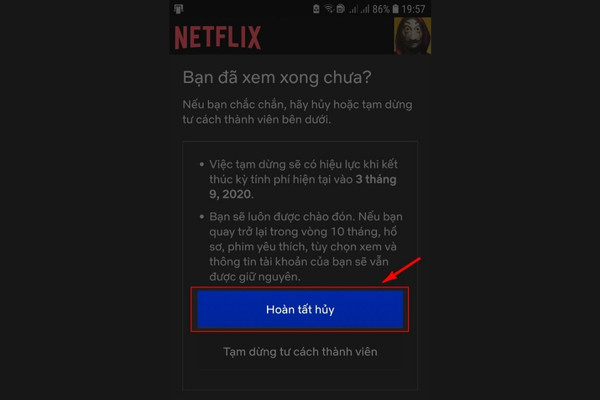 Cách để hủy Netflix trên điện thoại đơn giản bước 4