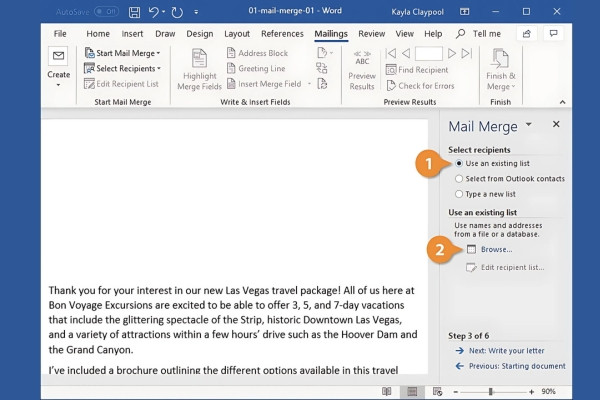 Hướng dẫn cách Mail Merge trong word trộn văn bản đơn giản bước 4 Hướng dẫn cách Mail Merge trong word trộn văn bản đơn giản bước 4