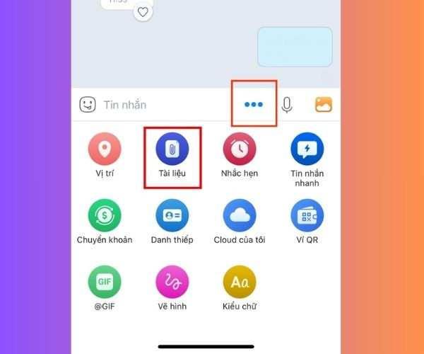 Cách gửi file qua Zalo trên điện thoại bước 1