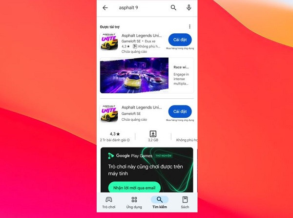 Cách tải Asphalt 9