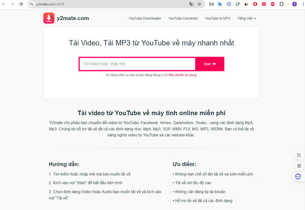 Cách tải video/audio Youtube bằng Y2mate trên máy tính bước 2