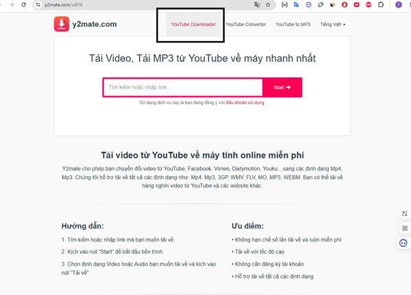 Cách tải video/audio Youtube bằng Y2mate trên máy tính bước 3