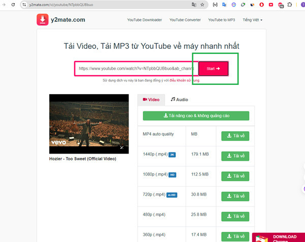 Cách tải video/audio Youtube bằng Y2mate trên máy tính bước 4