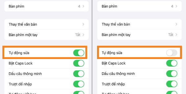 Cách tắt tính tính năng tự động sửa trên bàn phím B2