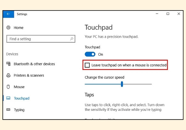 Cài đặt Touchpad Sensitivity bước 2 Cài đặt Touchpad Sensitivity bước 2