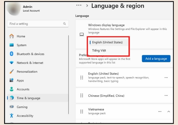 Cài tiếng Việt cho Windows 11 B5