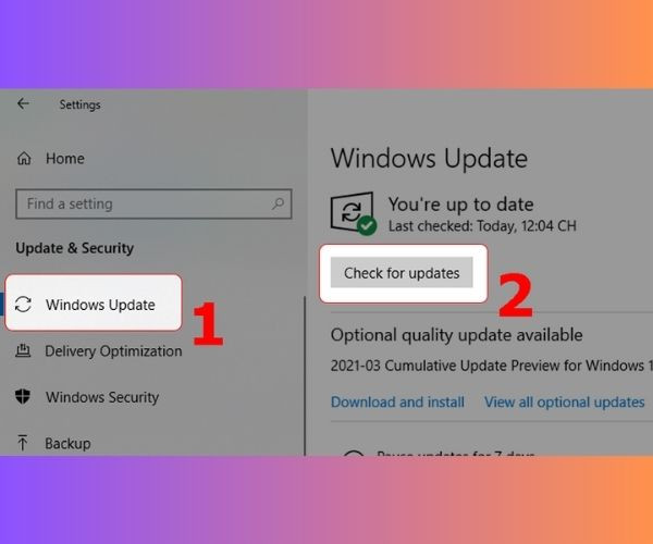 Cập nhật Windows 10 bước 2