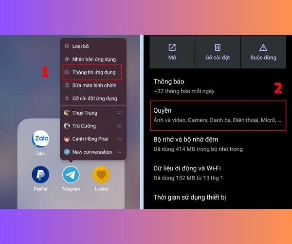 cấp quyền truy cập cho ứng dụng Telegram bước 1