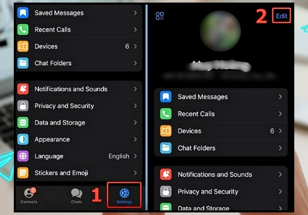 Đăng xuất Telegram với iPhone B1