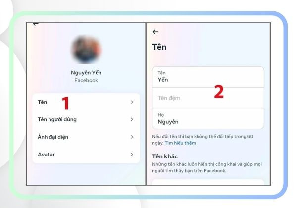 Đổi tên FB trên iPhone bước 3
