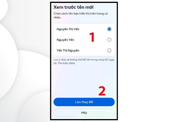 Đổi tên FB trên iPhone bước 4