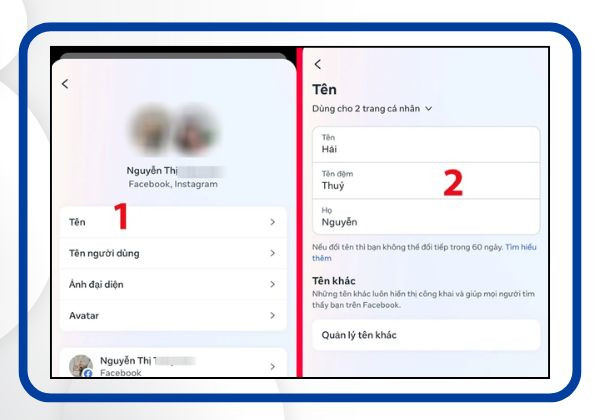 Đổi tên FB trên iPhone bước 3
