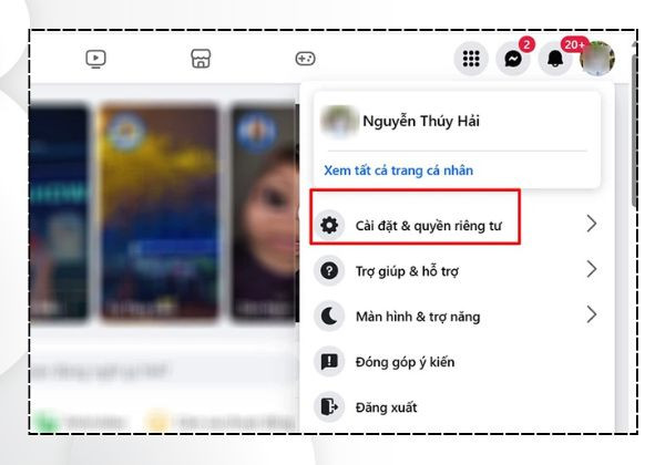 Đổi tên FB trên máy tính bước 1