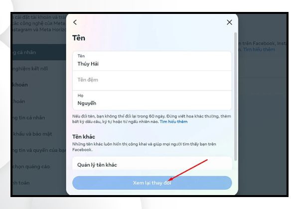 Đổi tên FB trên máy tính bước 5-2