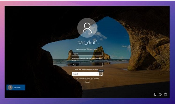 Dùng Local Account để reset password
