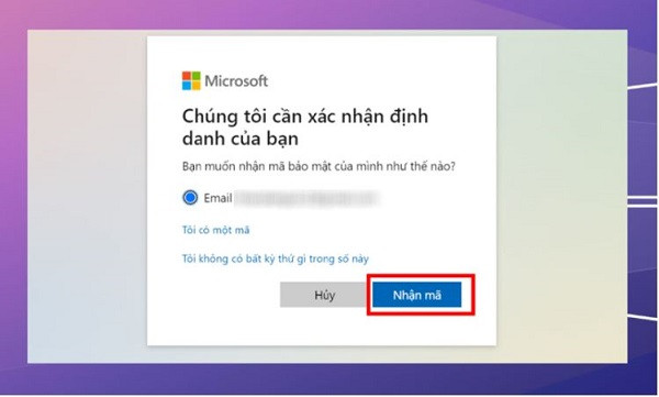 Reset password bằng tài khoản mail outlook