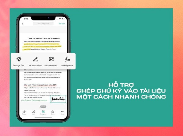 Hỗ trợ ghép chữ ký vào tài liệu