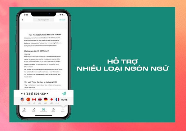 Hỗ trợ nhiều ngôn ngữ khác nhau