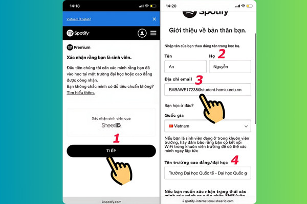 Hướng dẫn cách đăng ký Spotify Premium sinh viên bước 3 Hướng dẫn cách đăng ký Spotify Premium sinh viên bước 3