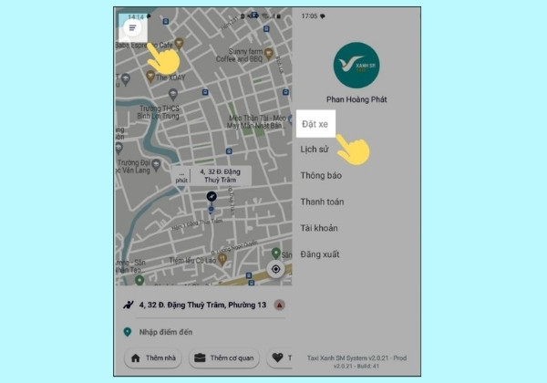 Hướng dẫn cách đặt xe taxi trên ứng dụng Xanh SM B1 Hướng dẫn cách đặt xe taxi trên ứng dụng Xanh SM B1