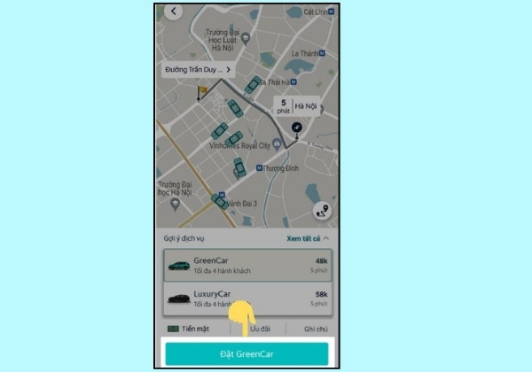 Hướng dẫn cách đặt xe taxi trên ứng dụng Xanh SM B5 Hướng dẫn cách đặt xe taxi trên ứng dụng Xanh SM B5