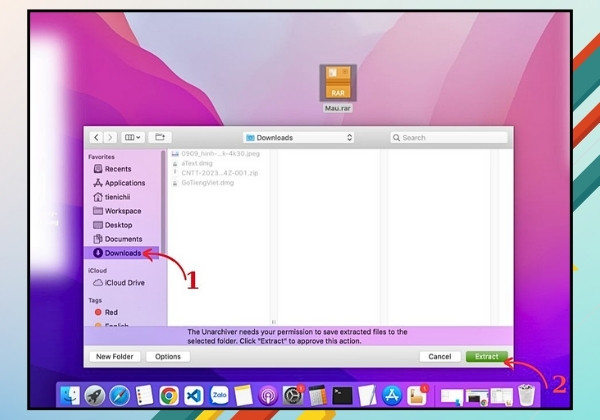 Hướng dẫn cách giải nén file RAR trên Mac bước 3