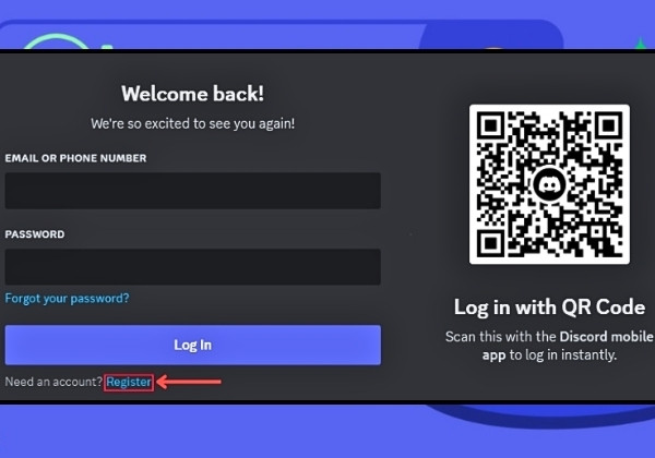 Hướng dẫn cách tạo tài khoản Discord trên web bước 1