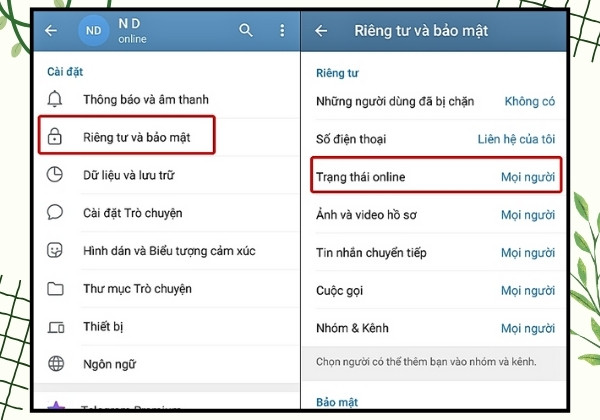 Hướng dẫn cách tắt trạng thái hoạt động Telegram trên điện thoại bước 2